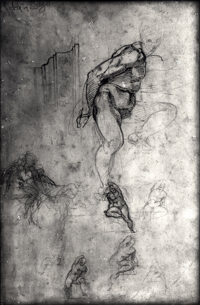 Studies voor figuren in het plafond van de Sixtijnse Kapel door Michelangelo Buonarroti